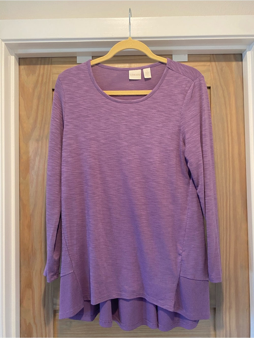 Chico's Lavender Layered-Hem Long Sleeve Tee